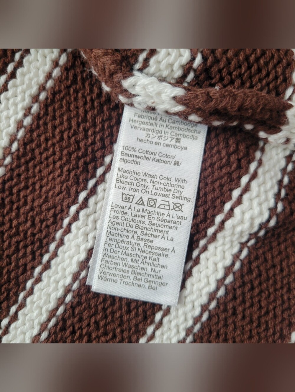 J. Crew 2025 Rollneck Sweater Brown White Stripe Striped 100% Cotton Size XS - Picture 6 of 9